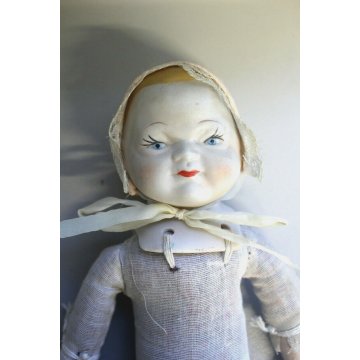 ANTICA BAMBOLA PORCELLANA Bambolotto Epoca  Gioco Vestito 1900 Doll  Testa Old