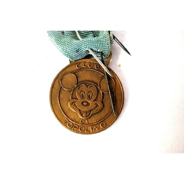 MEDAGLIA BRONZO CLUB Topolino Walt Disney 3 pin '60 DIAMETRO 3 CM COMICS VINTAGE