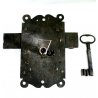 GRANDE RARA ANTICA SERRATURA ferro battuto con CHIAVE 1600 DOOR LOCK IRON KEY   