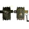 GRANDE RARA ANTICA SERRATURA ferro battuto con CHIAVE 1600 DOOR LOCK IRON KEY   