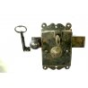GRANDE RARA ANTICA SERRATURA ferro battuto con CHIAVE 1600 DOOR LOCK IRON KEY   