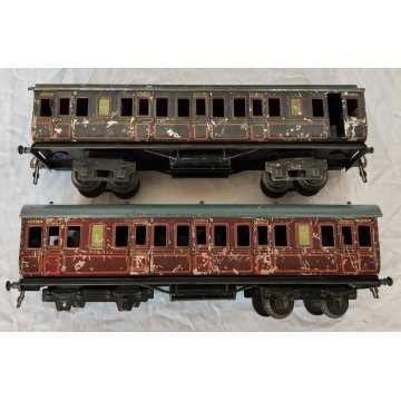COPPIA CARROZZA PASSEGGERI LATTA antico EPOCA 900 vagone treno TRENINO MARKLIN ?
