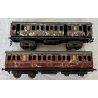 COPPIA CARROZZA PASSEGGERI LATTA antico EPOCA 900 vagone treno TRENINO MARKLIN ?