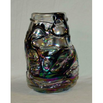 PARTICOLARE AFFASCINANTE VASO VETRO MDINA MICHAEL HARRIS  GLASS VASE CARNIVAL 