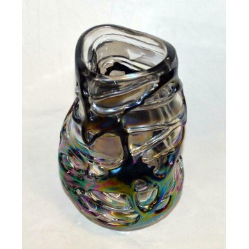 PARTICOLARE AFFASCINANTE VASO VETRO MDINA MICHAEL HARRIS  GLASS VASE CARNIVAL 