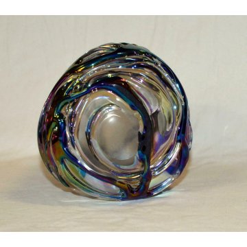 PARTICOLARE AFFASCINANTE VASO VETRO MDINA MICHAEL HARRIS  GLASS VASE CARNIVAL 