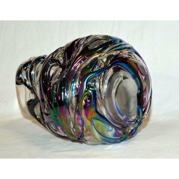 PARTICOLARE AFFASCINANTE VASO VETRO MDINA MICHAEL HARRIS  GLASS VASE CARNIVAL 