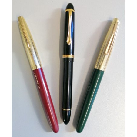 Set 3pz. COLLEZIONE Penna Stilografica TAPPO DORATO stylo VINTAGE FOUNTAIN PEN