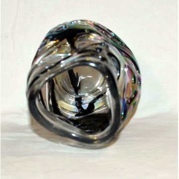 PARTICOLARE AFFASCINANTE VASO VETRO MDINA MICHAEL HARRIS  GLASS VASE CARNIVAL 
