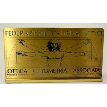 TARGA OTTONE Federazione Italiana Ottici UOMO DI VITRUVIO EPOCA 1996 Logo Fregio