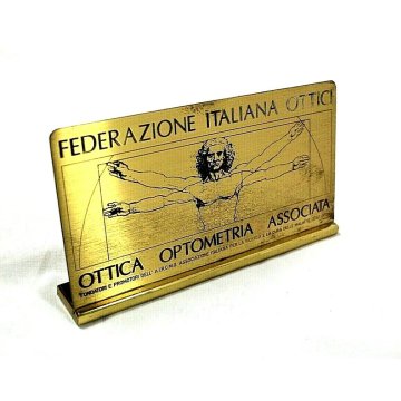 TARGA OTTONE Federazione Italiana Ottici UOMO DI VITRUVIO EPOCA 1996 Logo Fregio