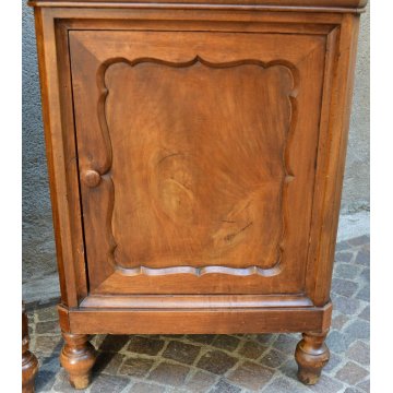 ANTICA COPPIA COMODINO CAPPUCCINO epoca 800 LEGNO NOCE SCOLPITO OLD NIGHTSTANDS