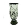 ANTICO VASO VETRO FUME' MURANO LIBERTY DECORO LAMINA ARGENTO ISTORIATO EPOCA '30