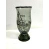 ANTICO VASO VETRO FUME' MURANO LIBERTY DECORO LAMINA ARGENTO ISTORIATO EPOCA '30