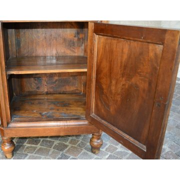 ANTICA COPPIA COMODINO CAPPUCCINO epoca 800 LEGNO NOCE SCOLPITO OLD NIGHTSTANDS