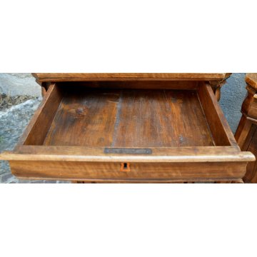 ANTICA COPPIA COMODINO CAPPUCCINO epoca 800 LEGNO NOCE SCOLPITO OLD NIGHTSTANDS