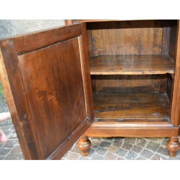 ANTICA COPPIA COMODINO CAPPUCCINO epoca 800 LEGNO NOCE SCOLPITO OLD NIGHTSTANDS