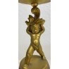ANTICA COPPIA CANDELABRO PUTTI ARGENTO VERMEIL 800 CANDELIERE PORTA CANDELA LUMI