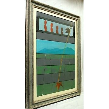 GRANDE QUADRO ASTRATTO Josuè Biancini DESIGN ACRILICO TELA COLLAGE ARONA PITTORE
