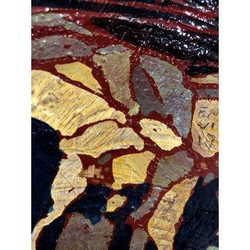 QUADRO DIPINTO OLIO ASTRATTO Enrico Villani PAESAGGIO MARINA NOTTURNO BARCHE '70