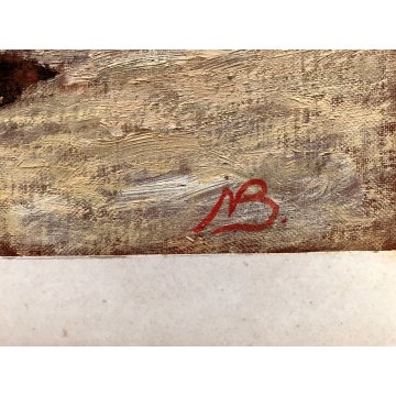 QUADRO OLIO Nino Belotti NATURA MORTA COMPOSIZIONE RACCOLTO FUNGHI PORCINI  '900