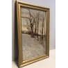 QUADRO OLIO Nino Belotti PAESAGGIO FLUVIALE INVERNALE CASTELLETTO TICINO NEVE