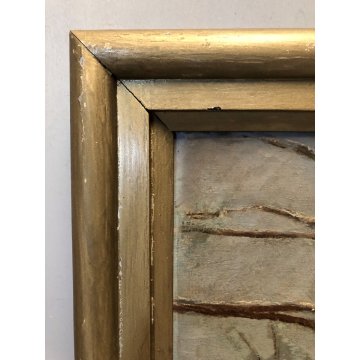 QUADRO OLIO Nino Belotti PAESAGGIO FLUVIALE INVERNALE CASTELLETTO TICINO NEVE