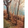 QUADRO OLIO Nino Belotti PAESAGGIO CAMPESTRE AUTUNNALE FIGURE CASTELLETTO TICINO