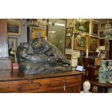 ANTICA ENORME SCULTURA BRONZO PANTERA VANNETTI ANGIOLO TIGRE BRONZE SCULPTURE FR