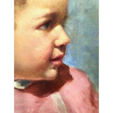 ANTICO QUADRO DIPINTO OLIO TELA Nino Belotti  RITRATTO di BAMBINA EPOCA '900