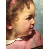 ANTICO QUADRO DIPINTO OLIO TELA Nino Belotti  RITRATTO di BAMBINA EPOCA '900