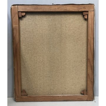ANTICO DIPINTO OLIO TELA Nino Belotti Interno CHIESA PULPITO LOMBARDIA EPOCA 900