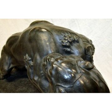 ANTICA ENORME SCULTURA BRONZO PANTERA VANNETTI ANGIOLO TIGRE BRONZE SCULPTURE FR