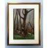 QUADRO OLIO Nino Belotti PAESAGGIO CAMPESTRE AUTUNNALE DETTAGLIO ALBERO '900