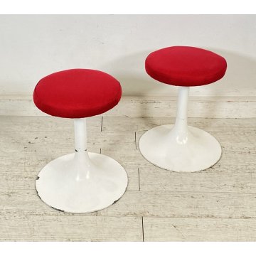 COPPIA SGABELLO STILE KNOLL TULIP FERRO SEDUTA NUOVA ROSSA ANNI 70 VINTAGE SEDIA