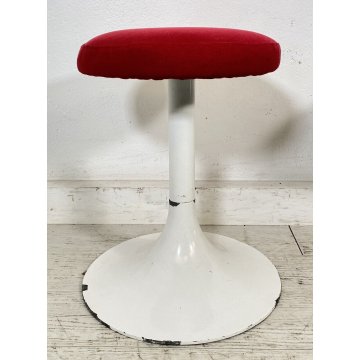 COPPIA SGABELLO STILE KNOLL TULIP FERRO SEDUTA NUOVA ROSSA ANNI 70 VINTAGE SEDIA