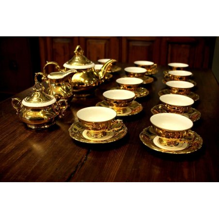 SERVIZIO Tea 12 pers PORCELLANA BAVARIA  BIANCA ORO ZECCHINO GERMANY VINTAGE 50s