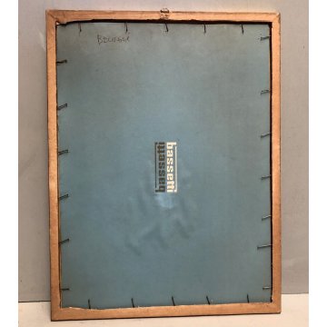QUADRO OLIO N. Belotti PAESAGGIO INVERNALE SCORCIO TETTI NEVE BORGO ANTICO '900