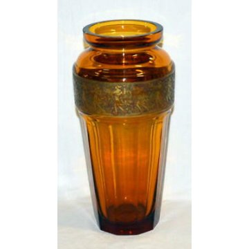 GRANDE ANTICO VASO VETRO Art Deco serie Fipop firmato MOSER 1920 DESIGN ORIGINAL