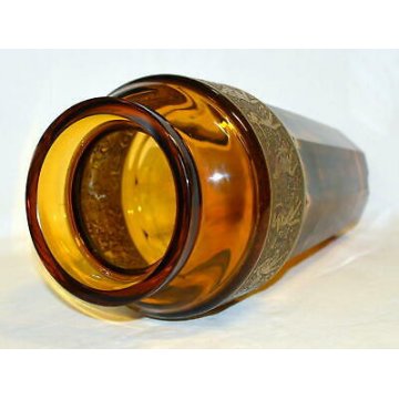 GRANDE ANTICO VASO VETRO Art Deco serie Fipop firmato MOSER 1920 DESIGN ORIGINAL