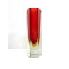 VASO VINTAGE VETRO MURANO SOMMERSO Seguso Flavio Poli ESAGONALE ROSSO ARANCIO 60