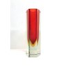 VASO VINTAGE VETRO MURANO SOMMERSO Seguso Flavio Poli ESAGONALE ROSSO ARANCIO 60
