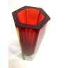 VASO VINTAGE VETRO MURANO SOMMERSO Seguso Flavio Poli ESAGONALE ROSSO ARANCIO 60