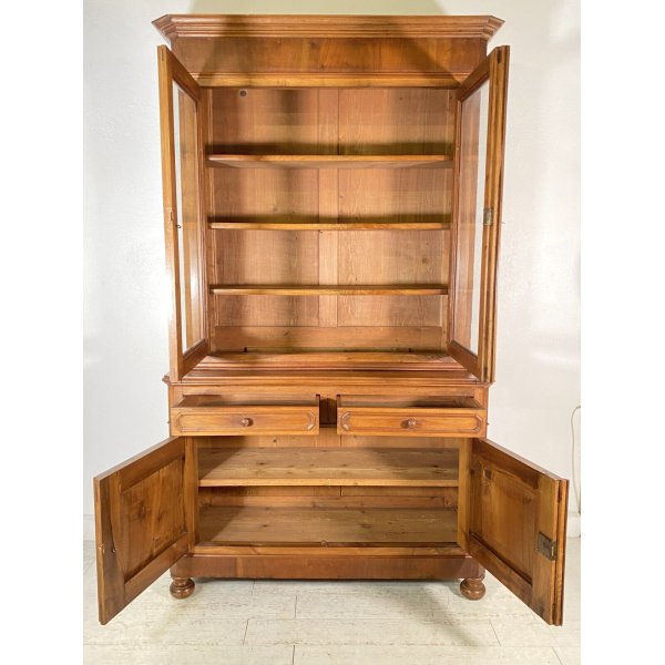 Vetrina Umbertina Italia 800 Credenza Antica Legno noce Vetro soffiato