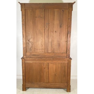 ANTICA CREDENZA BUFFET OTTOCENTO 1800 VETRINA LEGNO NOCE SCRITTOIO ALZATA VETRO