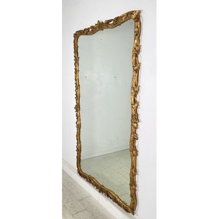 ANTICA GRANDE SPECCHIERA LIBERTY 1800 LEGNO SPECCHIO FOGLIA ORO FLOREALE EPOCA