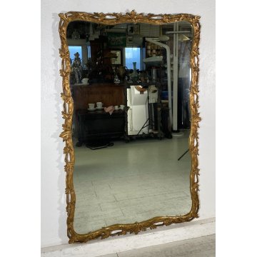 ANTICA GRANDE SPECCHIERA LIBERTY 1800 LEGNO SPECCHIO FOGLIA ORO FLOREALE EPOCA