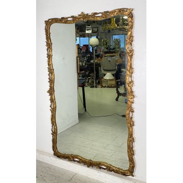 ANTICA GRANDE SPECCHIERA LIBERTY 1800 LEGNO SPECCHIO FOGLIA ORO FLOREALE EPOCA