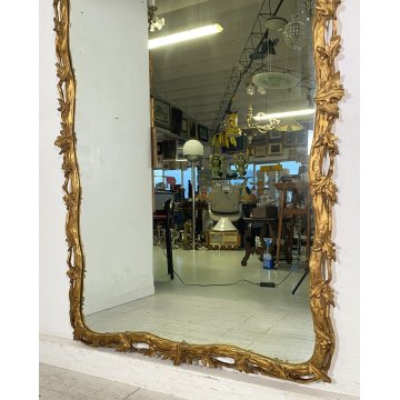 ANTICA GRANDE SPECCHIERA LIBERTY 1800 LEGNO SPECCHIO FOGLIA ORO FLOREALE EPOCA