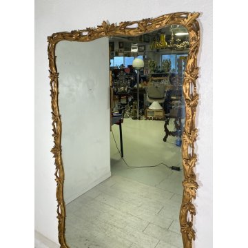ANTICA GRANDE SPECCHIERA LIBERTY 1800 LEGNO SPECCHIO FOGLIA ORO FLOREALE EPOCA